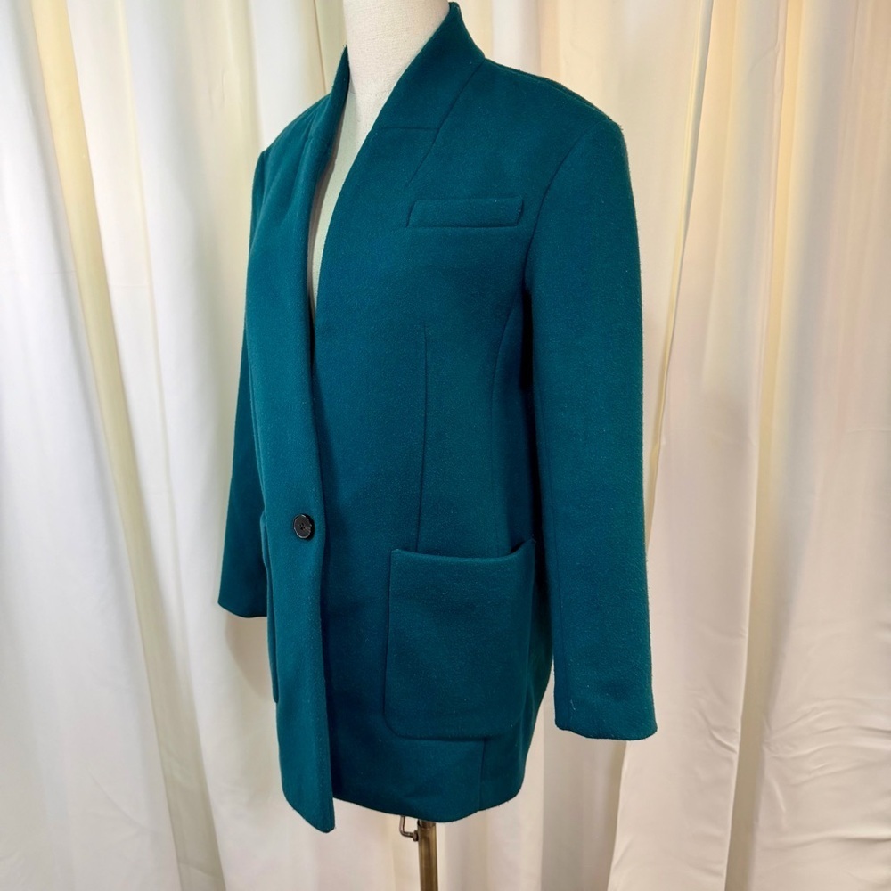 NWT Express Chic ‘Shawl Collar One Button Coat’ in Deep Teal Green Size XS - Picture 6 of 16